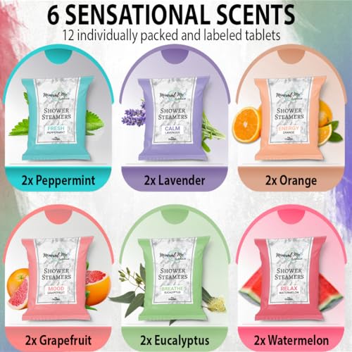 Shower Steamers Aromatherapy - 12pc Shower Bombs Vapor Tablets w/Organic Essential Oils for Vaporizing Steam Spa, Bath Bombs Tablets, Stocking Stuffers, Selfcare & Christmas Gifts for Women, Men