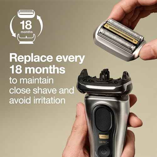 Braun Electric Shaver Head Replacement Part 94M, Compatible with Series 9 Pro and Series 9 Electric Razors for Men, Silver