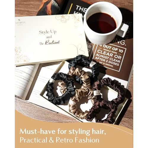 Yanibest Satin Scrunchies for Women, Hair Ties No Damage for Girls, Silk Ponytail Holders 6pcs Headwear
