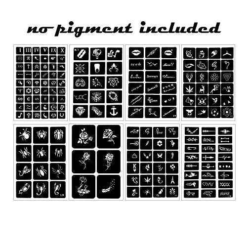 Koogel 524 PCS Henna Tattoo Stencil Kit,20 Sheets Henna Temporary Tattoo Stickers for Women and Girls Face Paint Body Art