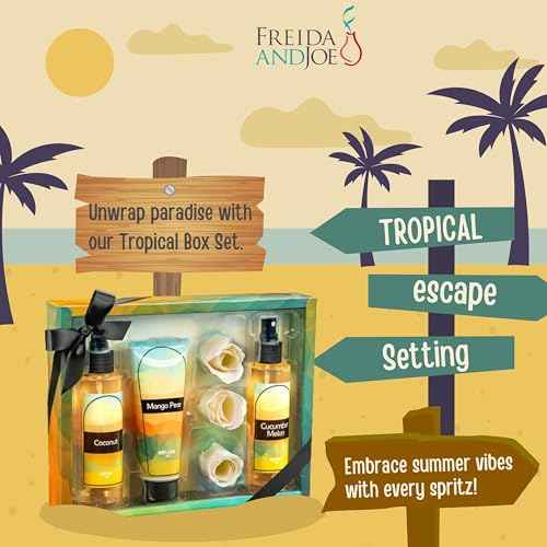 Fine Fragrance Body Mist & Body Splash Gift Set ? Luxury Self-Care Combo for Women and Girls (Coconut, Cucumber, Mango Pear, Rose Soap)