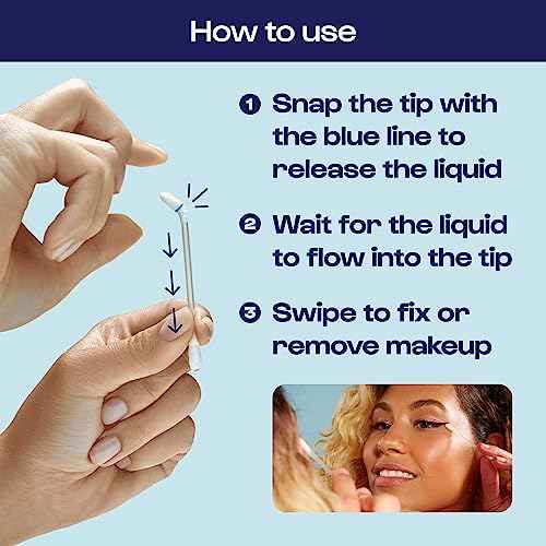 Alleyoop Cotton Swabs for Makeup, Tip Off Liquid-Filled Makeup Removing Swabs (24 Count, 3 Pack) - Easy-To-Use & Space Saving Makeup Remover - Disposable Cotton Tips for Eye, Lip, Eyebrow, & Eyeshadow