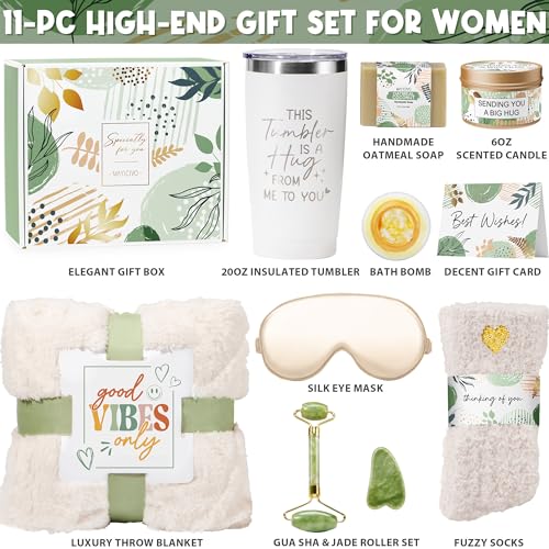 Self Care Gifts for Women Get Well Soon Gifts Basket, Birthday Gifts for Women Care Package Relaxing Spa Gifts Thinking of You Gifts w/ Blanket, Unique Christmas Gifts for Mom Her Friend Sister Wife