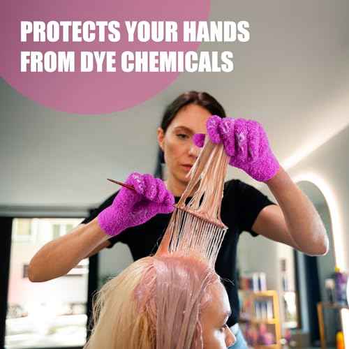 3 Pairs Reusable Microfiber Hair Dye Gloves for Hair Coloring & Cleaning - Protects Hands, Prevents Damage to Fragile Hair, Ensures Efficient Dye Application, Machine Washable Eco-Friendly Use