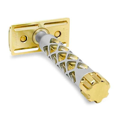 The Goodfellas’ Smile Valynor Double Edge Safety Razor – CNC Machined Brass Head & Brass/Aluminum Handle – 0.8mm Neutral Gap for Smooth, Close & Comfortable Shaves – Artisan Crafted in Italy