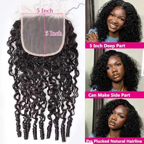 YMS 3C4A Burmese Curly Human Hair Transparent HD Lace Closure 18 Inch Unprocessed Burmese Raw Hair Real Human Hair 16A Natural Color Human Hair 5x5 Lace Closure