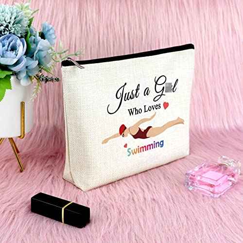 Sfodiary Swimmer Gifts Swim Makeup Bag Swimming Lover Gift for Teen Swim Team Gift for Daughter Sister Cosmetic Bag Best Friend Birthday Gift for Her Travel Cosmetic Pouch Graduation Christmas Gift