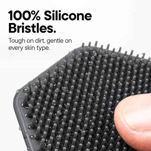 TOOLETRIES Men's Face Scrubber - Premium Silicone Facial Cleansing Brush, Gentle Exfoliator Pad & Soft-Touch Massager - Removes Dead & Dry Skin - Long Lasting Shower Accessories - Charcoal