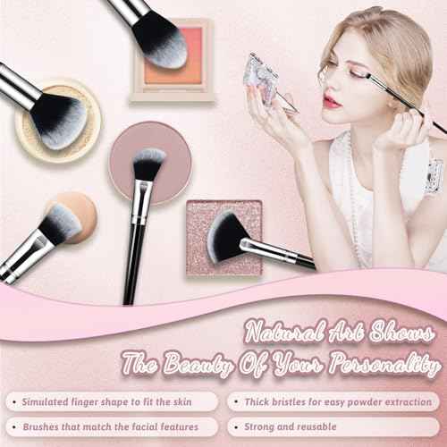 Makeup Brush Set, Premium Synthetic 14 Pcs Makeup Brushes, Travel Makeup Brush Set for Foundation, Concealer, Blush and Eyeshadow Brush(Black)