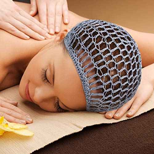 Waydress 2 Pieces Mesh Hair Net Rayon Knit Snood Women Crocheted Sleep Cap (Black, Gray)