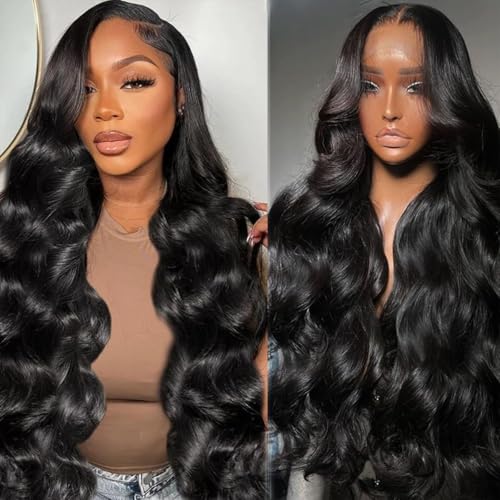 13x6 Body Wave Lace Front Wigs Human Hair Pre Plucked 250% Density HD Transparent Lace Frontal Wigs Human Hair for Women 12A Glueless Wigs with Baby Hair (250% density 13x6 Body wig, 24 Inch)