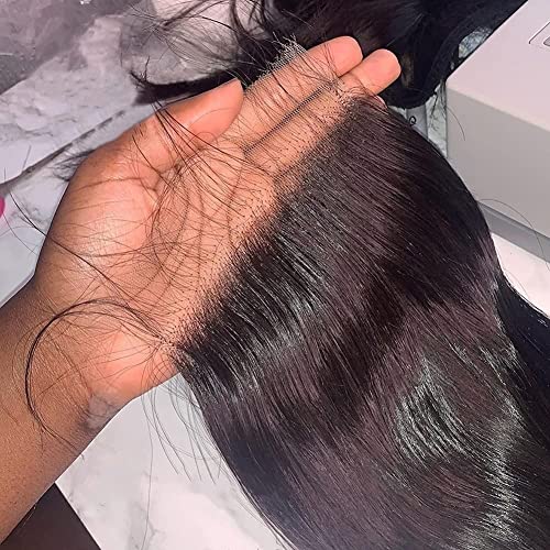 MEODI 6x6 Skinlike HD Lace Closure Only, Bleached Knot Pre-plucked Invisble Swiss HD Lace Straight Human Hair Closure 14 Inch
