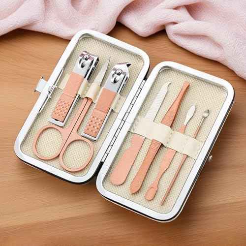 7 Pcs Manicure Set with Nail Clippers Scissors Files, Portable Grooming Kit for Home Office Travel with Storage Case