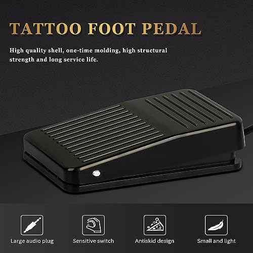 LEEYUKA Tattoo Foot Pedal - Plastic Tattoo Foot Pedal Black Round Tattoo Foot Switch for Tattoo Machine Tattoo Power Supply Tattoo Supplies