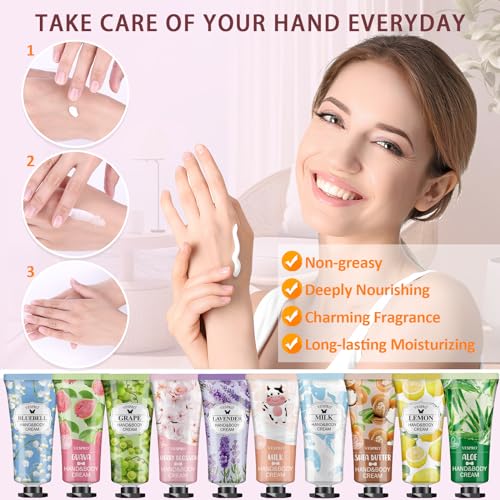 12 Pack Hand Cream Gift Set, Stocking Stuffers for Women, Bulk Hand Lotion Travel Size for Dry Cracked Hands, Mini Moisturizing Hand Lotion for Christmas Gifts, Thank You Gifts, Bridesmaid Gifts