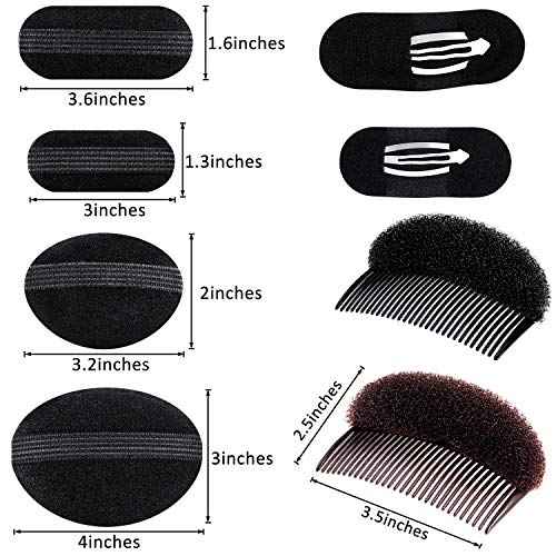 WILLBOND 14 Pcs Hair Bump Sponge Volume Hair Bases Set Bump it Accessory for Volume Insert Styling Tools up Combs Clips Sponge Bun Updo Accessories for Women DIY Hairstyles