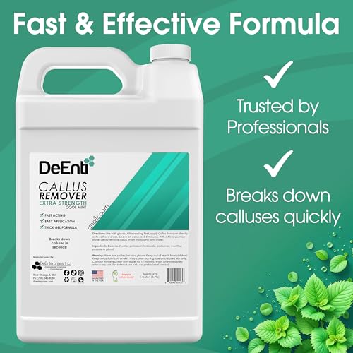 Callus Remover for Feet, Extra Strength Foot Callus Remover Gel, 128oz Gallon Salon Grade Bulk Pedicure Supplies for Dry Skin, Cracked Heel, Professional Strength Foot Care, Cool Mint