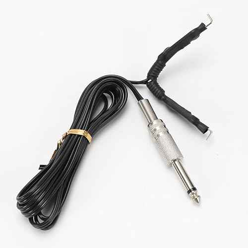 2 Pack Tattoo Clip Cord 1.8M 6FT Hook Power Supply Line Cable Cords Adapter 6.35mm 1/4 Plug Connection For Tattoo Machine Equipment Gun Spare Parts Accessory Transparent + Black