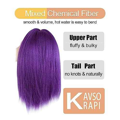 Purple Braiding Hair 12 Inch Pre Stretched Hair Long Straight Crochet Braids Yaki Texture Synthetic Fiber 4 Packs (Dark Purple)