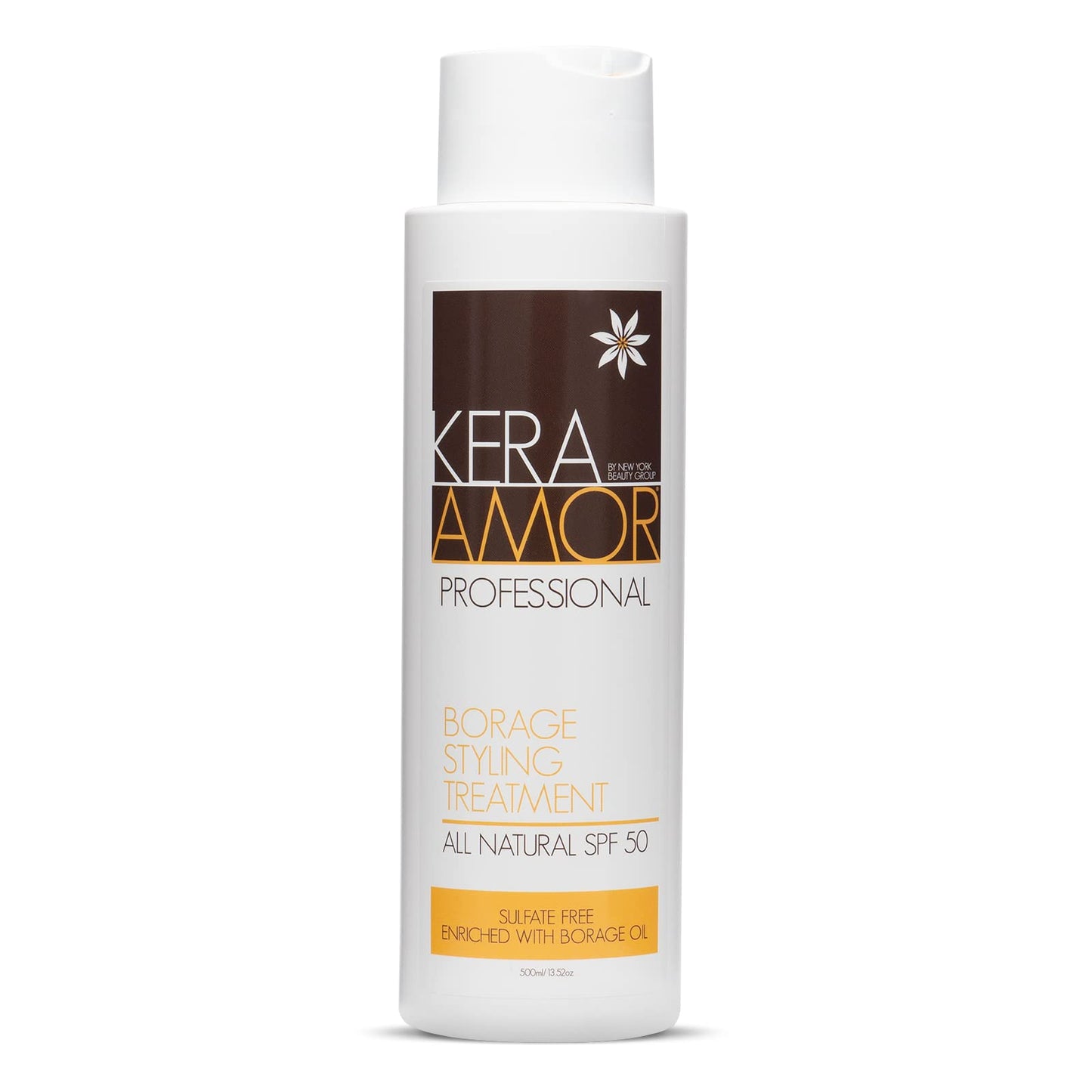 KeraAmor Professional Borage Styling Treatment - All-Natural SPF 50 - Sulfate-Free with Borage Oil - Restoring Chemically Treated Hair - 500ml