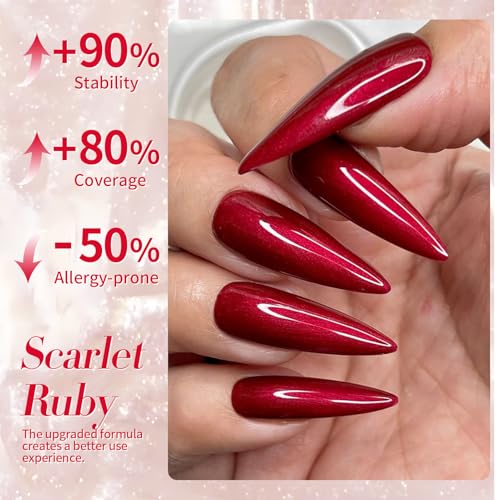 Born Pretty Scarlet Ruby Pearl Burgundy Gel Nail Polish 15ml Shimmer Glitter Pearlescent Nail Polish Mermaid Christmas Gel Nail Art Manicure DIY Gift