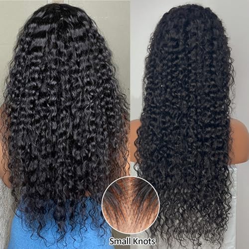 Water Wave 13x4 HD Lace Front Wigs Human Hair 180 Density Wet And Wavy Human Hair Wig Pre Plucked Wigs for Woman With Baby Hair Natural Black Color 28 Inch