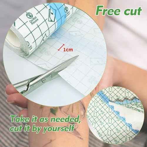 Rayyl Tattoo Aftercare Bandage Second Skin Covers Roll 6" x 2 Yard - Tattoo Waterproof Film Aftercare Bandage Waterproof, Second Skin Cover up Tape Transparent Film Healing Protective (6" x 2 Yard)
