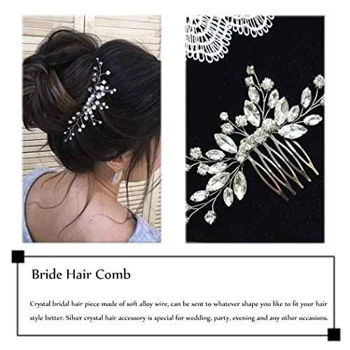 JAKAWIN Crystal Bride Wedding Hair Comb Silver Bridal Headpiece Rhinestone Hair Piece Accessories for Women HC113 (Silver)