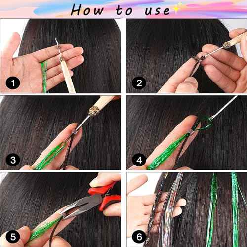 25 Colors Tinsel Hair Extension Heat Resistant With Tool,48 Inches 6000 Strands Fairy Hair extension kit for Halloween Cosplay Christmas New Year Birthday Theme Party,Highlights Sparkling Glitter Hair