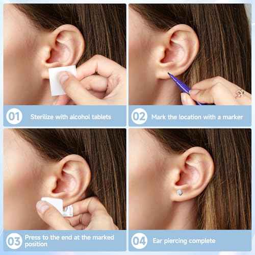 4pcs Ear Piercing Kit, Self Ear Piercing Gun, Easy And Safe Ear Piercing Gun Kit, Disposable Earring Piercing Kit, Piercing Kit, Piercing Gun