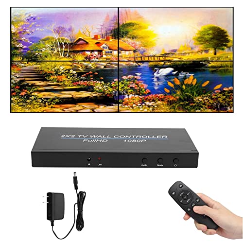 2x2 Video Wall Controller, Video Image Processor Screen Splicing 1080P high Definition Image Video Wall Controller, Support for Splicing 2X1/3X1/4X1/1X2/1X3/1X4/2X2(US)