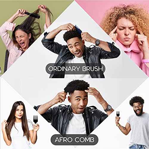 Afro Hair Pick Comb for Women & Men, 7.5 In Smooth Sturdy Wide Tooth for Detangling & Styling - Pack of 2
