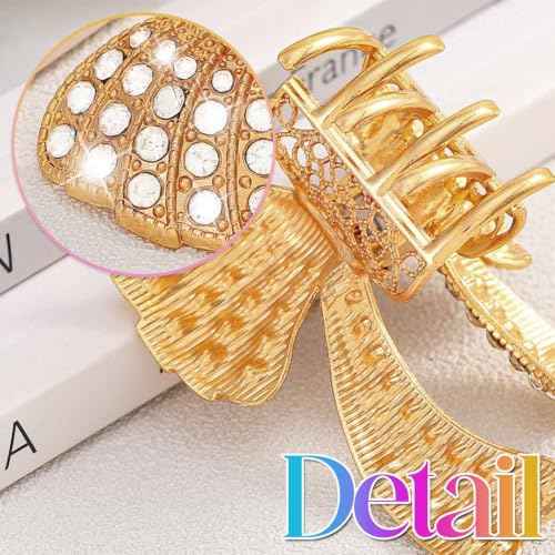 Fashey Rhinestone Claw Clips Gold Bow Hair Clip Small Metal Hair Claw Clips Hair Accessories for Women