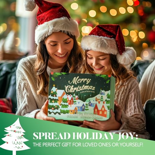 2025 Limited Edition Advent Calendar Christmas Hand Cream Gifts Sets for Women, 24pcs Spa Gift Set, Bubble Bath, Body Scrub, Shower Gel, Body Lotion, Soap, Loofah, Christmas tree bath bomb