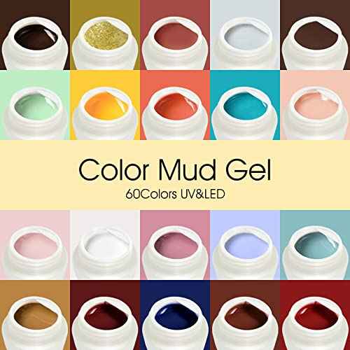 VENALISA 60 Colors Mud Gel Paint Nail Kit with Color Card Painting Drawing Nail Brush,Gel Nail Polish for Nails Art Whole Set Starter Manicure Nail Art Design Salon DIY at Home