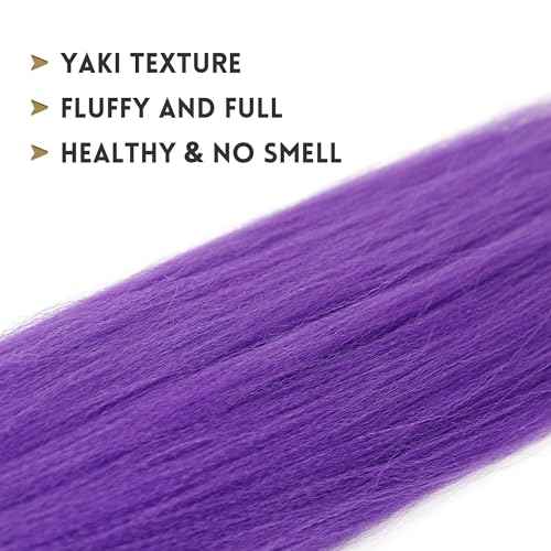 Long Purple Braiding Hair Pre Stretched Synthetic Braiding hair Extensions for Braids, Purple Hair Extensions for Stage Party Halloween Costume Cosplay