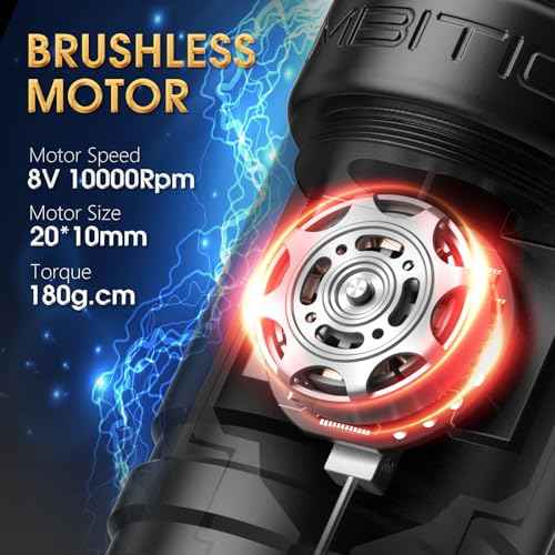 Ambition Wireless Tattoo Machine with 2400mAh Power Supply Digital LCD Display Rotary Tattoo Cartridge Gun Battery Pen with Brushless Motor Straight Drive Bar for Tattoo Artist