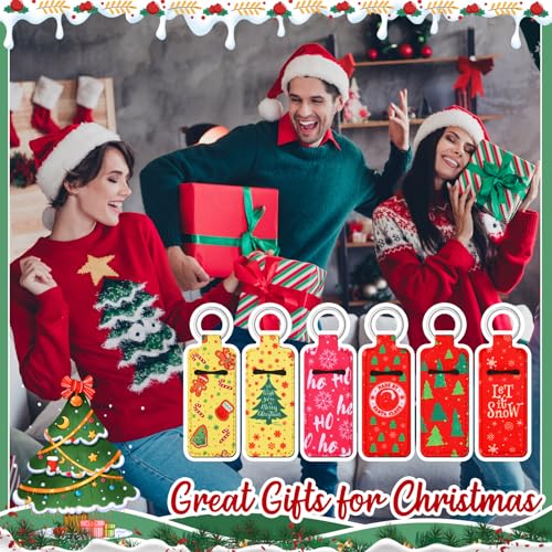 50 Pcs Christmas Lipstick Holder Keychain Xmas Lip Balm Lip Gloss Lipstick Holder Keychain Christmas Stocking Stuffer