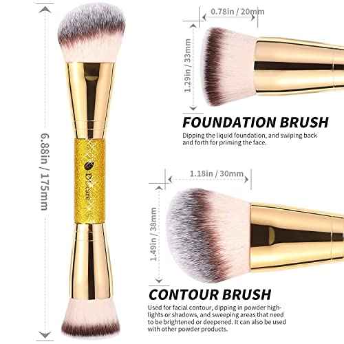 DUcare Foundation Brush Contour Bronzer Makeup Brush Double Ended Self Tanner Brush Sculpting Brush for Blending Liquid Powder Concealer Cream Cosmetics Blush Buffe