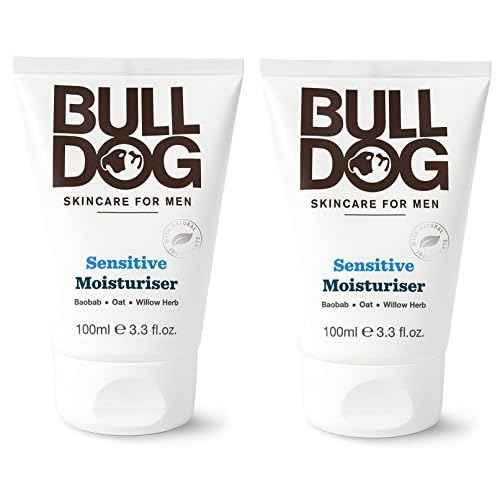Bulldog Skincare Sensitive Moisturizer For Men (Pack of 2) With 2 Essential Oils, Green Tea, Green Algae, Konjac Mannan and Vitamin E, 3.3 fl. oz.