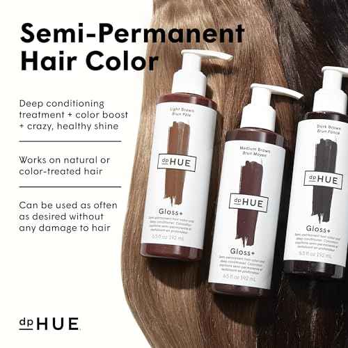 dpHUE Gloss+, Cool Medium Brown - 6.5 oz (8-12 Applications) - Semi-Permanent Hair Color & Conditioner - Lasts Up to Eight Washes - Paraben, SLS & SLES Sulfate Free - Vegan, Leaping Bunny Certified
