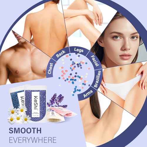 KeShi Waxing Kit, Painless Hair Removal Wax Warmer with 6 Bags Hard WaxBeans for Full Body, Legs, Face, Eyebrows & Bikini? Ideal for Both Women & Men