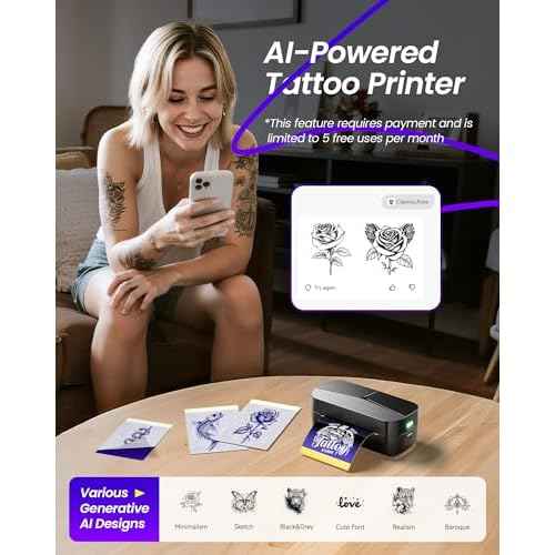 TATTMUSE 2025 New Series TP32 Tattoo Stencil Printer, Mini Tattoo Printer with 30 Pcs Transfer Paper, Stencil Printers for Tattooing, Tattoo Machine for Artists & Beginners