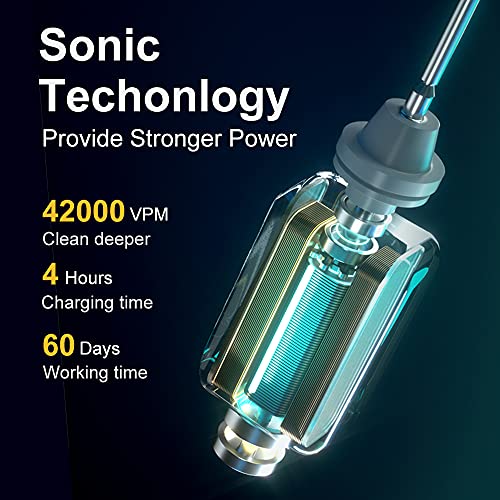 SUNPRO 2 Pack Sonic Electric Toothbrush for Adults, 6 Modes for Deep Clean, Include Smart Timer and 8 Heads (Black+Pink)