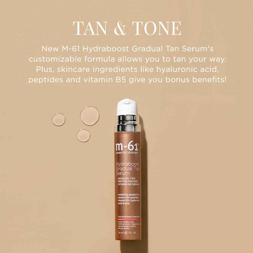 m-61 Hydraboost Gradual Tan Serum | Hydrating Gradual Tan Face Serum For A Streak-Free, Natural-Looking Glow. With Hyaluronic Acid, Peptides, and Vitamin B5. Dermatologist and Allergy Tested - 1 Fl Oz
