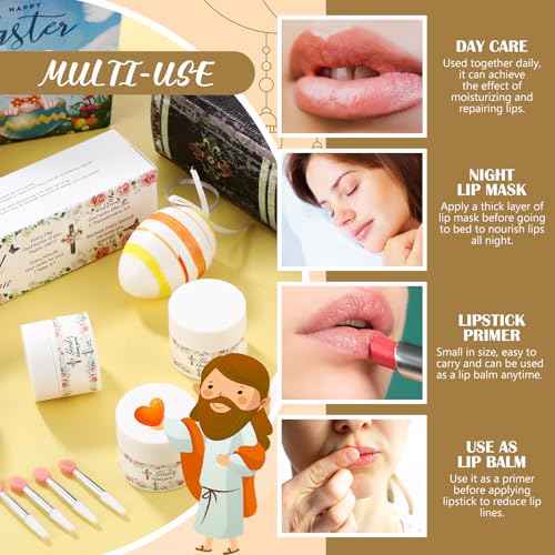 4 Pcs Christian Lip Sleeping Mask Set - God Bless You Religious Gift - Overnight Lips Balm Deep Hydrating for Women, Friends, Teacher, Worker, Employee - Christmas