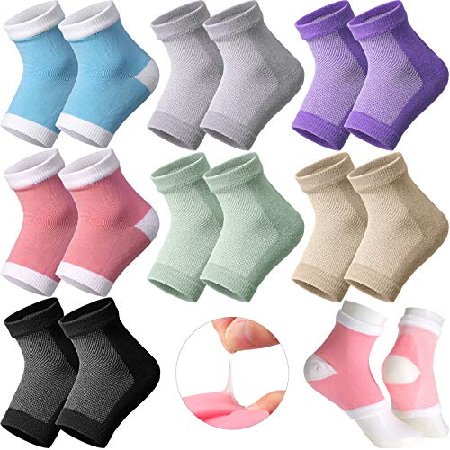 JaGely 7 Pairs Gel Moisturizing Socks for Dry Skin, Toeless, Washable & Reusable, Giftable, Softens Rough Heels & Feet
