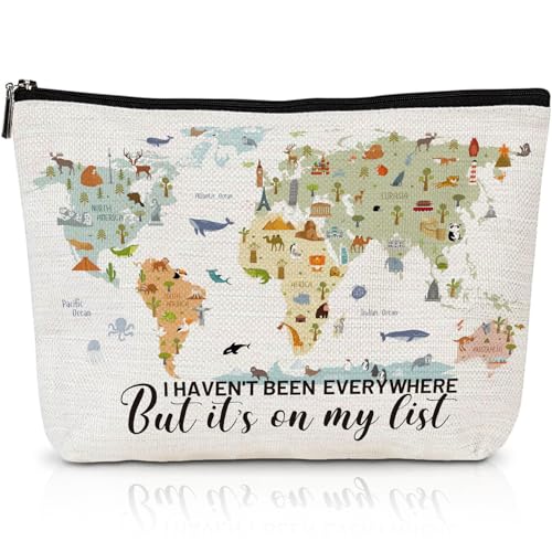 Travel Gifts for Women - Travel Makeup Bag, Traveler Gifts Accessories, Travel Must Have Essentials, I Haven't Been Everywhere But It's on My List Cosmetic Bag for Birthday Christmas Gift