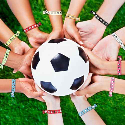30PCS Colorful Soccer Hair Ties, Elastic Ponytail Holder for Soccer Volleyball Football Lover, Elastic Bands No Crease Hair Tie Ribbon Volleyball Hair Accessories for Girls Soccer Players