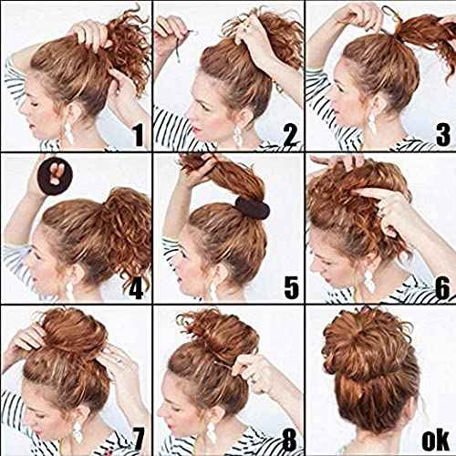 Hair Donut Bun Maker, Ring Style, 2PCS Large 3.5 Inch for Thick and Long Hair (Brown)